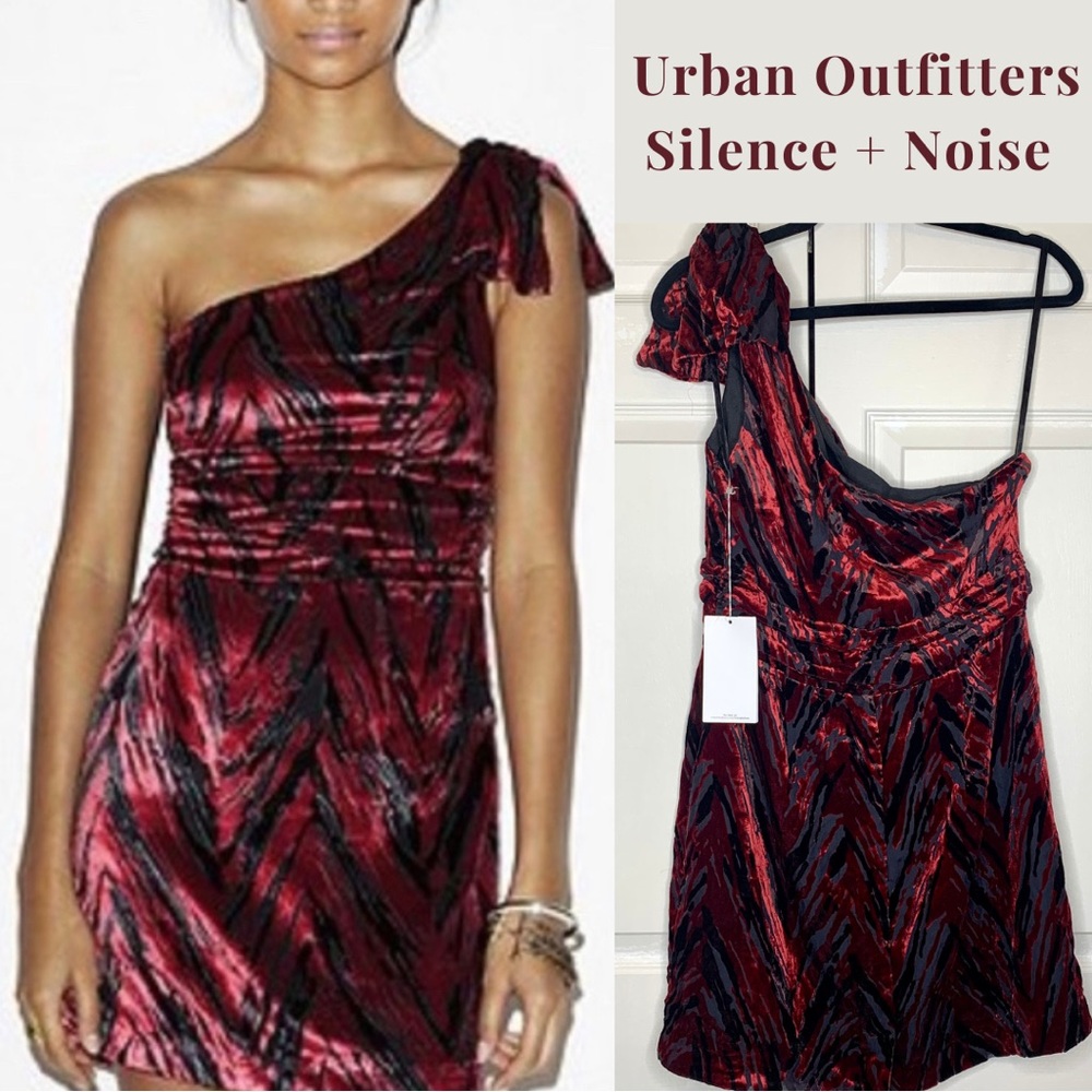 Velvet Burnout Dress, Urban Outfitters One Shoulder Sz L Valentine’s Day Sexy